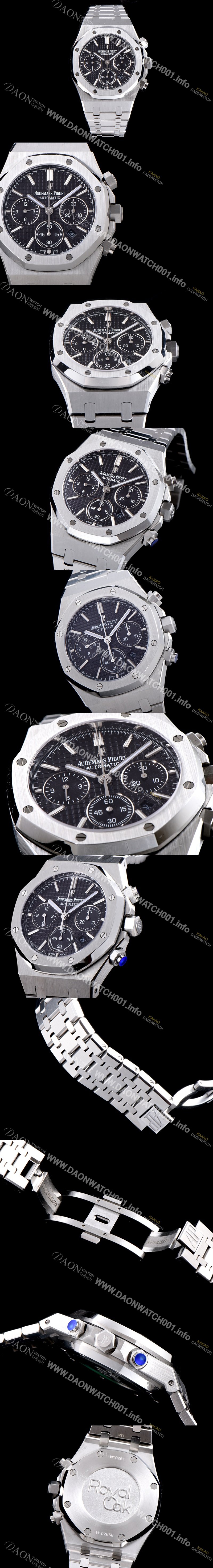 미러급 오데마피게 남성용 NEW 로얄오크 26320ST.OO.1220ST.01 41mm 사이즈 드레스 워치!! 크로노그래프 블랙 와플 다이얼 브레이슬릿 신형 ETA 7750B-2 오토매틱 무브먼트 AUD0141 Ⅳ
