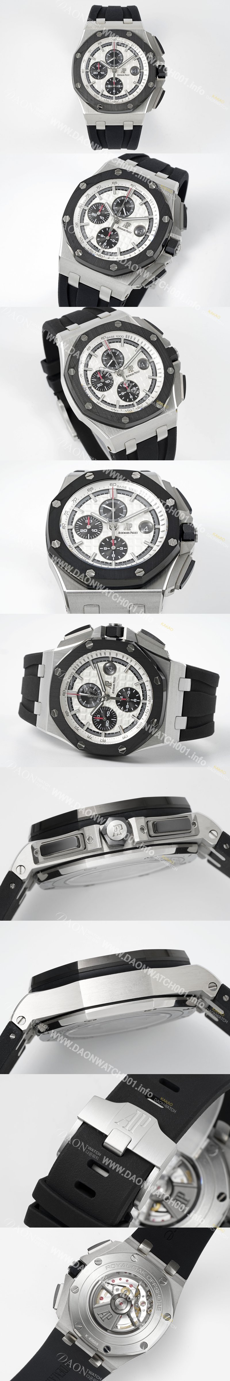 미러급 오데마피게 남성용 NEW MOVT UP!! 로얄오크 오프쇼어 26400SO.OO.A002CA.01 블랙 세라믹 베젤 크로노그래프 화이트 와플 다이얼 오토매틱 무브먼트 AUD0203 Ⅳ