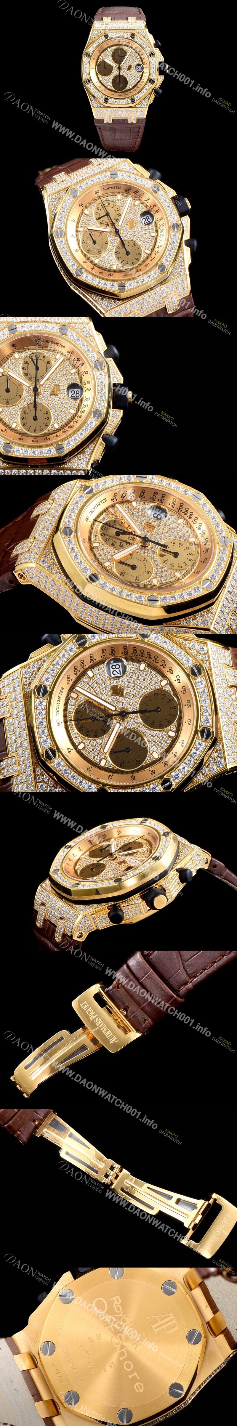 미러급 오데마피게 남성용 로얄오크 오프쇼어 26067OR.ZZ.D002CR.01 크로노그래프 럭셔리다이아 풀페이버 18K옐로우골드 다이얼 오토매틱 무브먼트 AUD0400 Ⅳ