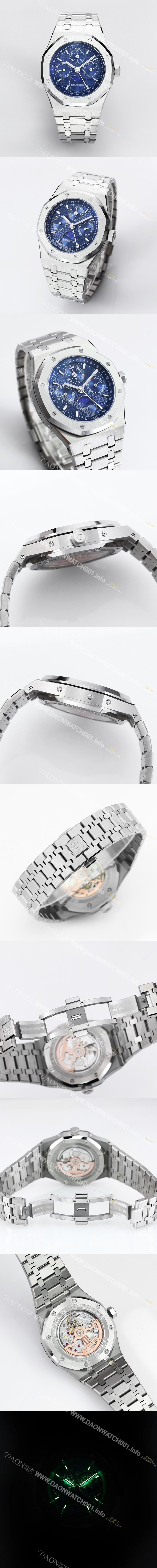 미러급 오데마피게 남성용 로얄오크 26574 퍼페츄얼 캘린더 문페이즈 41mm 블루 다이얼 신형 5134 오토매틱 무브먼트 AUD4201 Ⅳ