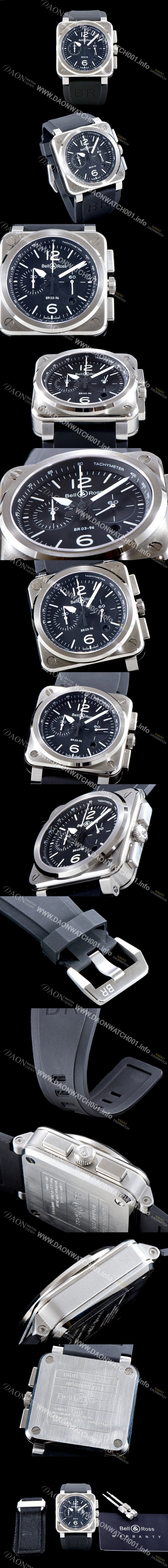 미러급 벨엔로즈 남성용 인스트루먼트 BR 03-94 STEEL 크로노그래프-스틸42mm 블랙 다이얼 오토매틱 무브먼트 BEL4250 Ⅳ