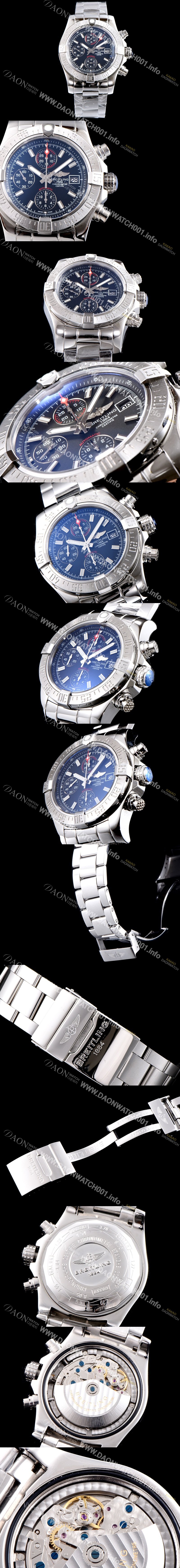 미러급 브라이틀링 남성용 슈퍼 어벤져II A1338111|BC32|170A 크로노그래프 블랙 다이얼 브레이슬릿 오토매틱 무브먼트 BRE0253 Ⅳ