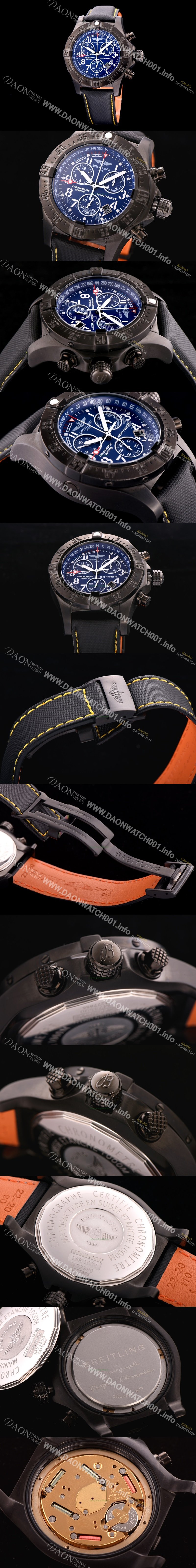 미러급 브라이틀링 남성용 원드라이더 44mm 크로노그라프 쿼츠 블루다이얼 BRE0444 Ⅳ