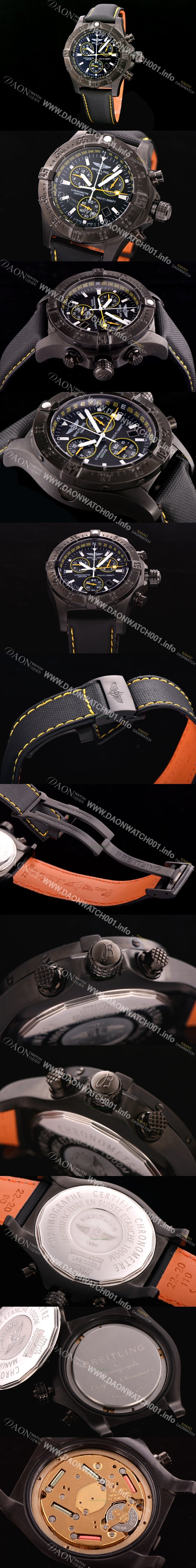 미러급 브라이틀링 남성용 원드라이더 44mm 크로노그라프 쿼츠 블랙다이얼 BRE0400 Ⅳ