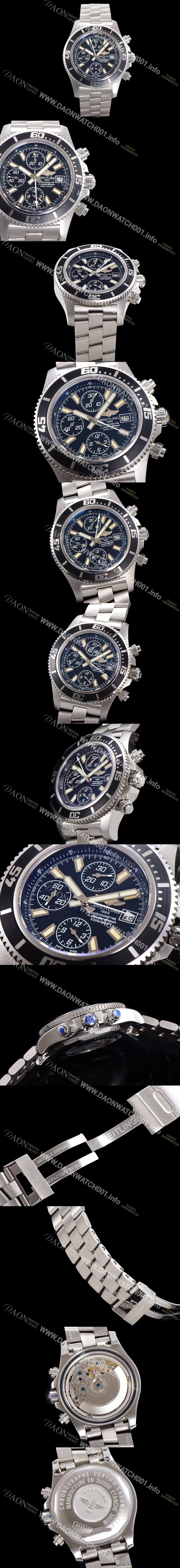 미러급 브라이틀링 남성용 에어로마린 슈퍼오션 어비스 크로노그래프 오토매틱 Eta7750-2 타입 44mm 메탈시계 블랙다이얼 bre4984 Ⅳ