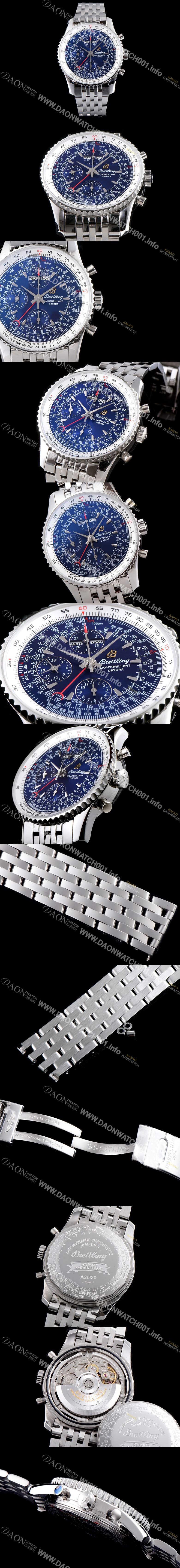 미러급 브라이틀링 남성용 네비타이머 몽블리앙 다토라 46mm 크로노그래프 네이비 다이얼 오토매틱 무브먼트 BRE40213 Ⅳ