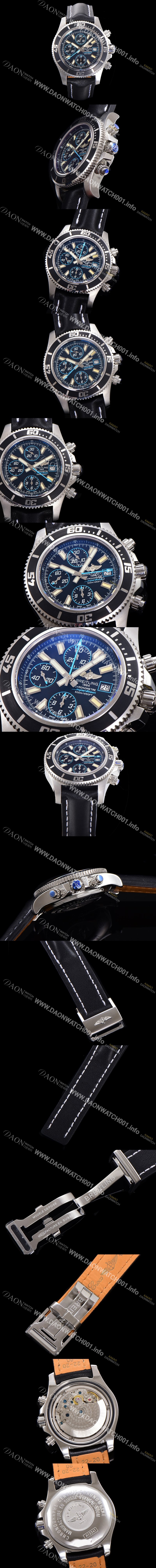 미러급 브라이틀링 남성용 에어로마린 슈퍼오션 어비스 크로노그래프 오토매틱 Eta7750-2 타입 44mm 가죽줄 블랙다이얼 bre8927 Ⅳ