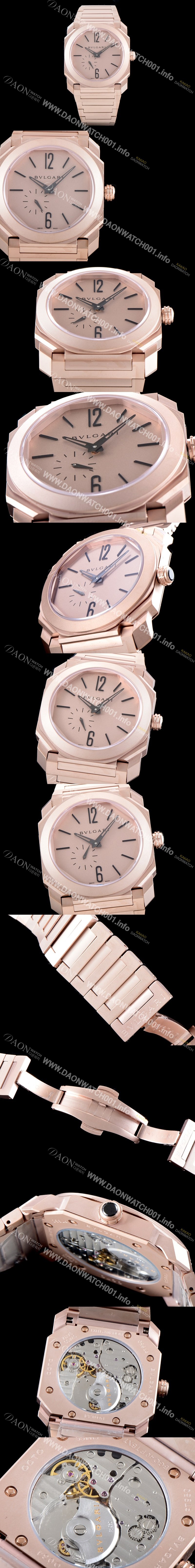 미러급 불가리 남성용 옥토 피니씨모 102912 18K 로즈골드 티타늄 샌드 블래스팅 골드 다이얼 스몰 세컨즈 오토매틱 무브먼트 BVL4308 Ⅳ