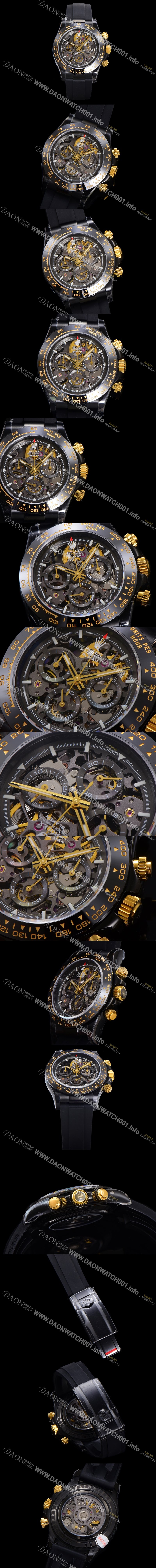 미러급 로렉스남성용 데이토나 세라믹 베젤 40mm 크로노그래프 오토매틱 Cal.4130 무브먼트 스켈레톤 다이얼 rol5379 Ⅳ