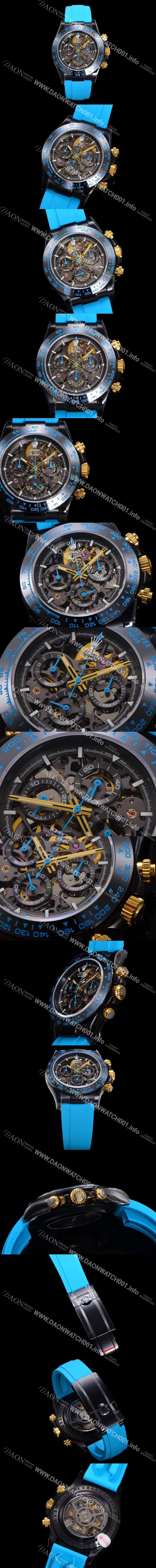 미러급 로렉스남성용 데이토나 세라믹 베젤 40mm 크로노그래프 오토매틱 Cal.4130 무브먼트 스켈레톤 다이얼 rol5377 Ⅳ