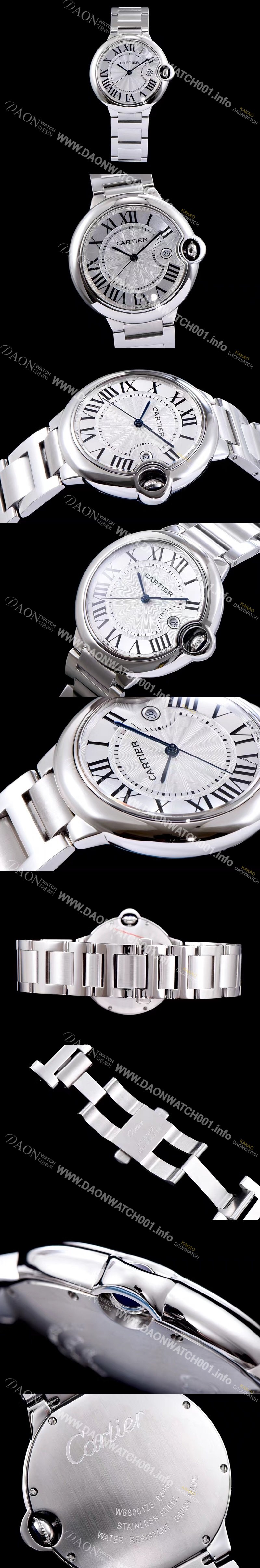 미러급 까르띠에 남성용 발롱블루 드 까르띠에 W69012Z4 42사이즈 화이트 다이얼 쿼츠 무브먼트 CAR0020 Ⅳ