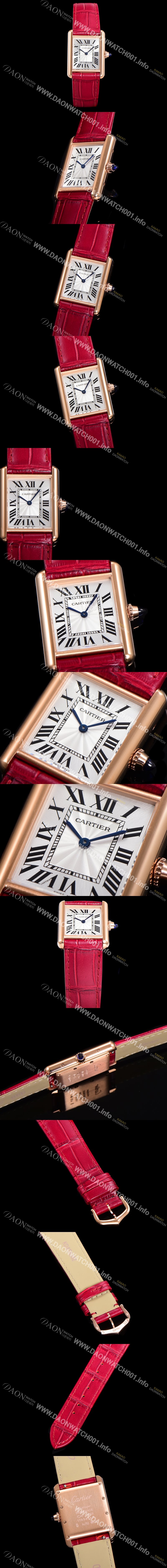 미러급 까르띠에 여성용 탱크 W1529756 쥬얼 18K 로즈골드 화이트 실버 썬더스트 다이얼 쿼츠 무브먼트 car69351 Ⅳ