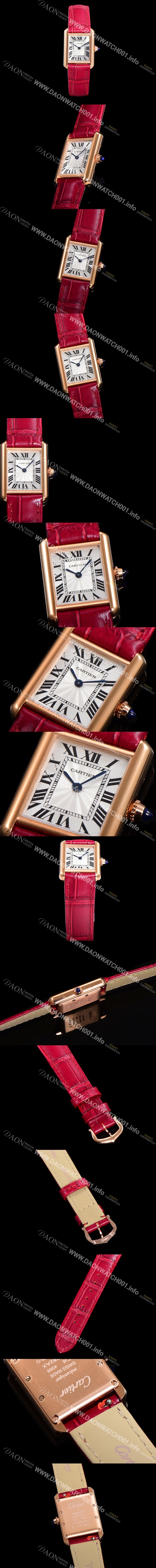 미러급 까르띠에 여성용 탱크 WGTA0010 쥬얼 18K 로즈골드 화이트 실버 썬더스트 다이얼 쿼츠 무브먼트 car69352 Ⅳ