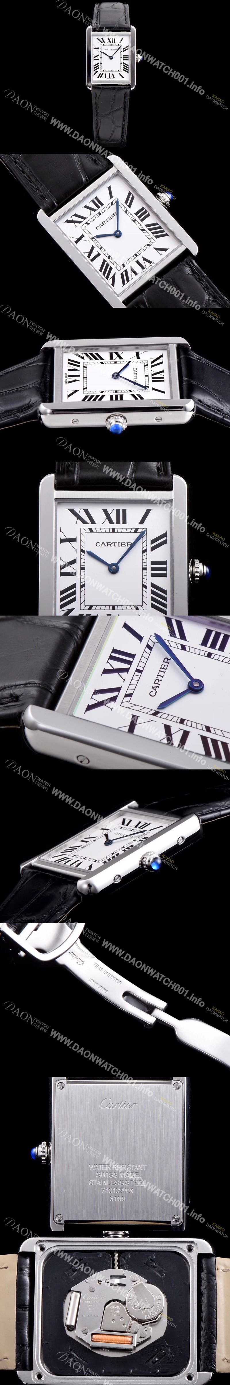 미러급 까르띠에 남성용 탱크 로마 인덱스 화이트 다이얼 커플용 쿼츠 무브먼트 CAR0504 Ⅳ