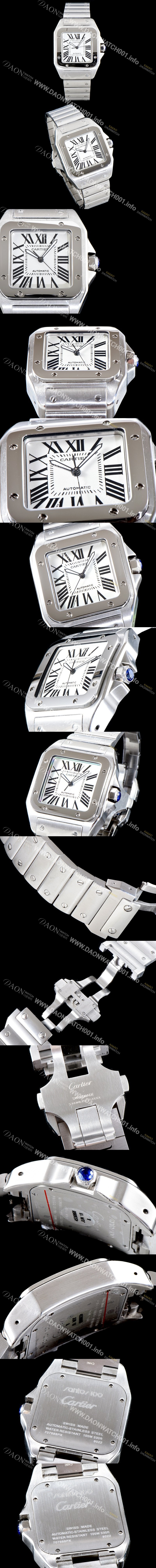 미러급 까르띠에 남성용 산토스 시리즈 100 W200737G  베스트 에디션 화이트 다이얼 브레이슬릿 오토매틱 무브먼트 CAR0004 Ⅳ