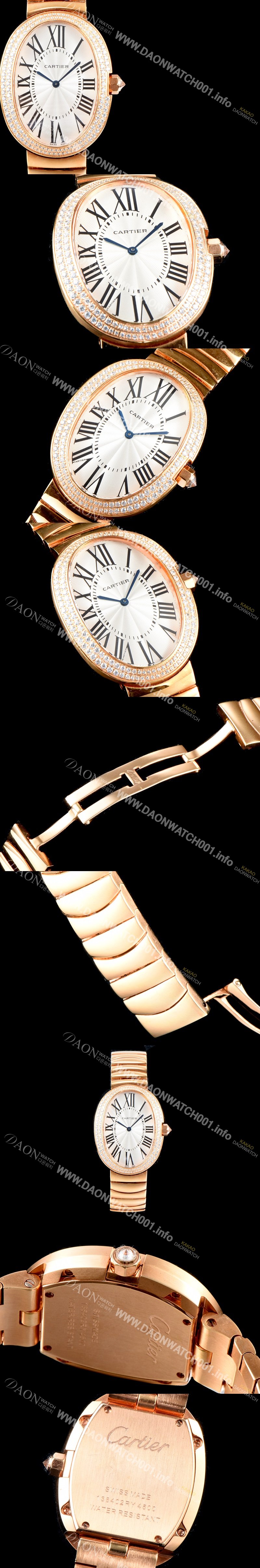 미러급 까르띠에 여성용 베누아 워치 WB520002 라지 모델 18K 로즈골드 1:1 수공 맞물림형식 최상급 쥬얼셋팅 화이트 다이얼 스위스 쿼츠 무브먼트 CAR0053 Ⅳ