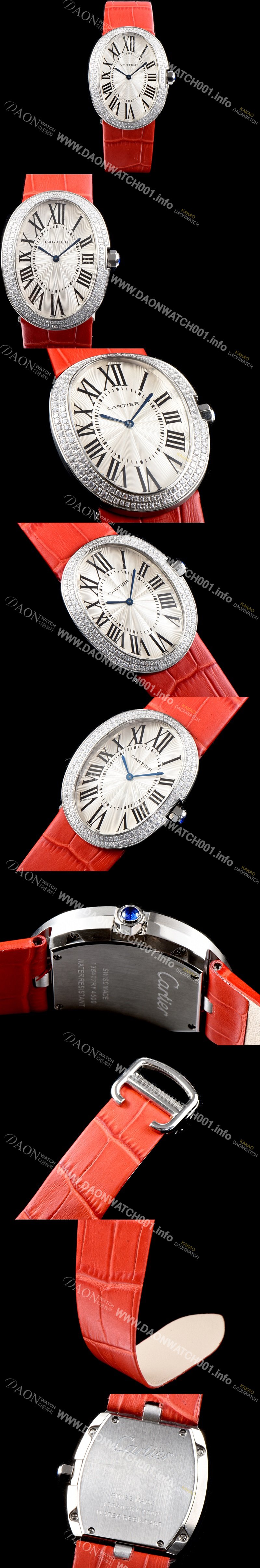 미러급 까르띠에 여성용 베누아 스위스 쿼츠 쥬얼리 베젤 화이트 다이얼 CAR0301 Ⅳ