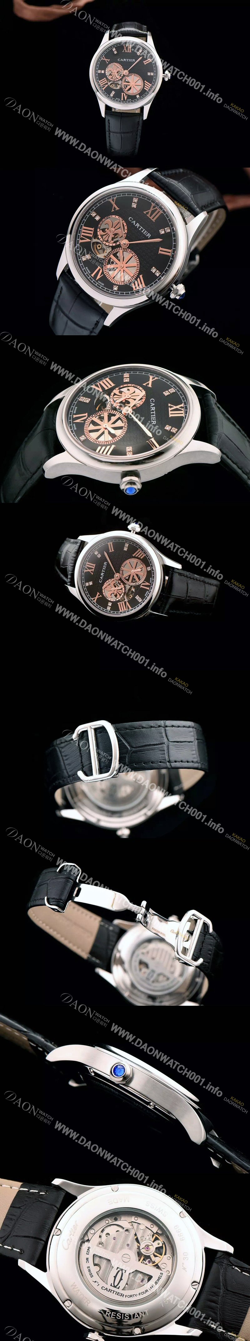 미러급 까르띠에 남성용 로통드 드 까르띠에 오토매틱 42mm 블랙다이얼 CAR0043 Ⅳ