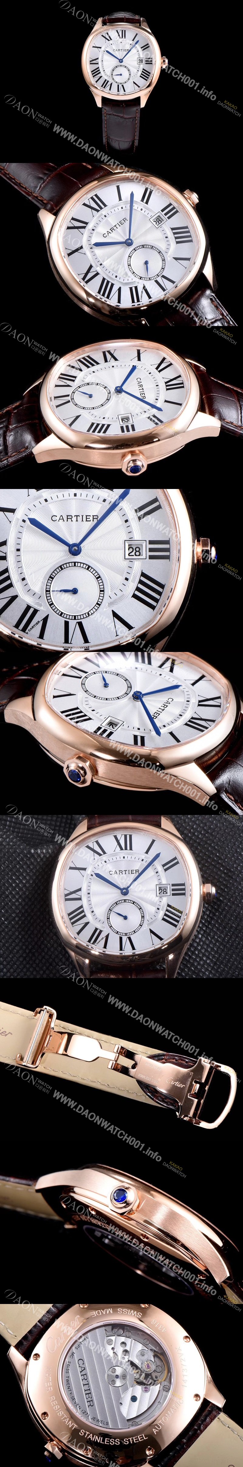 미러급 까르띠에 남성용 토르튜 화이트 다이얼 오토매틱 무브먼트 CAR0028 Ⅳ