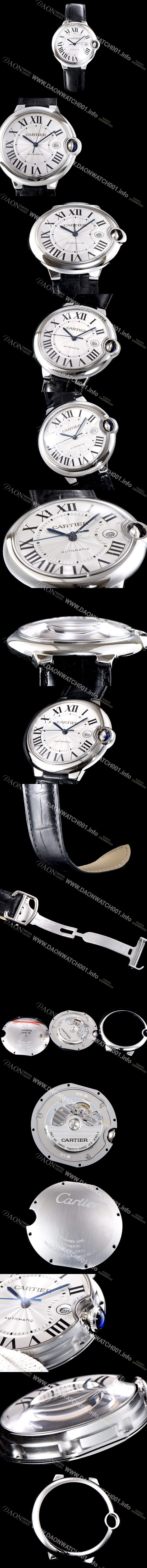 미러급 까르띠에 남성용 2019신상 발롱블루 W69016Z4 42mm 악어가죽 밴드 화이트 다이얼 오토매틱 무브먼트 CAR0500 Ⅳ