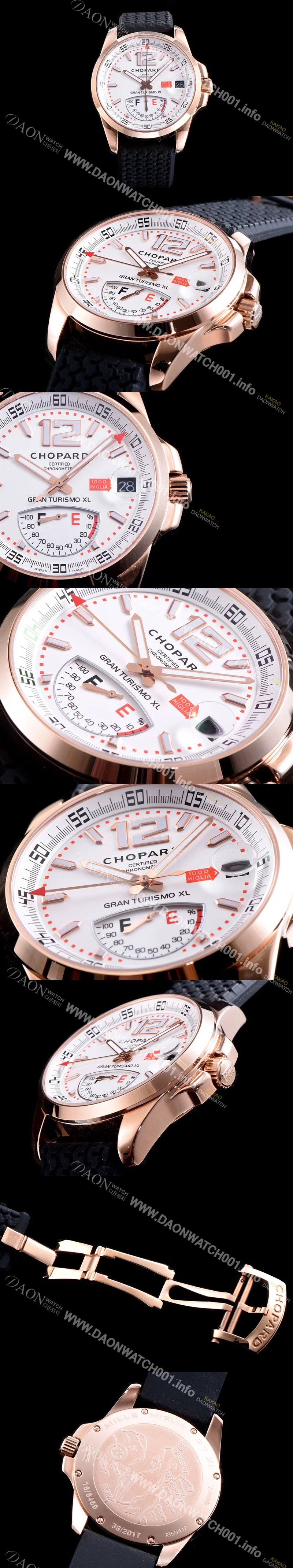 미러급 쇼파드 남성용 클레식 레이싱 161272-5001 밀레 밀레밀리아 1000 모델 18k 로즈골드 화이트 다이얼 ETA 2824-2오토매틱 무브먼 CHO0405 Ⅳ