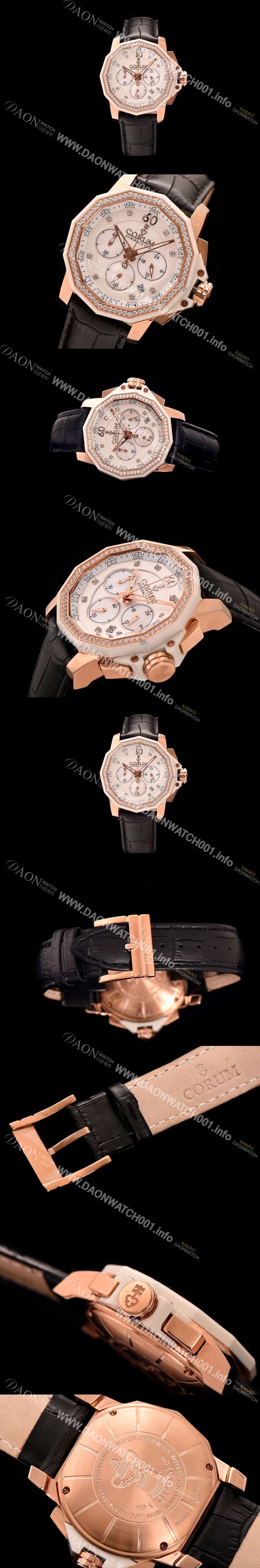 미러급 코럼 남성용 애드머를스 컵 크로노 화이트다이얼 COR011 Ⅳ