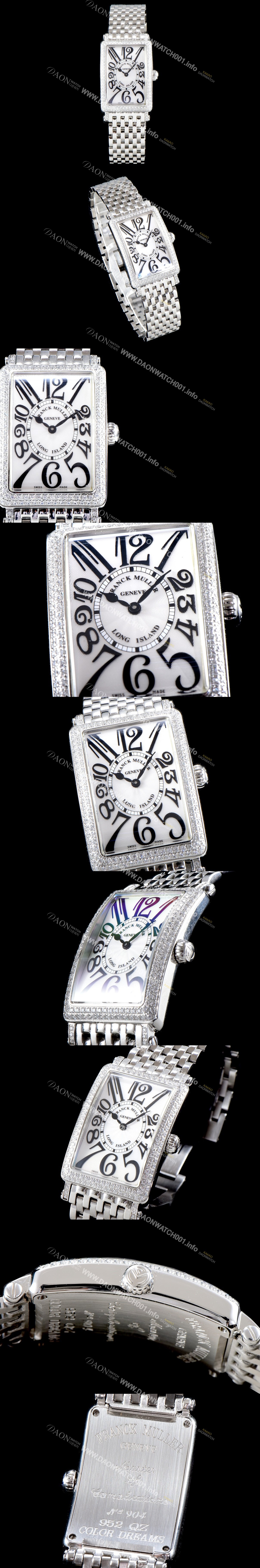 미러급 프랭크뮬러 여성용 롱아일렌드 952 QZ 컬력션 쥬얼셋팅 케이스 화이트 썬더스트 다이얼 스위스 쿼츠 무브먼트 FRA0425 Ⅳ