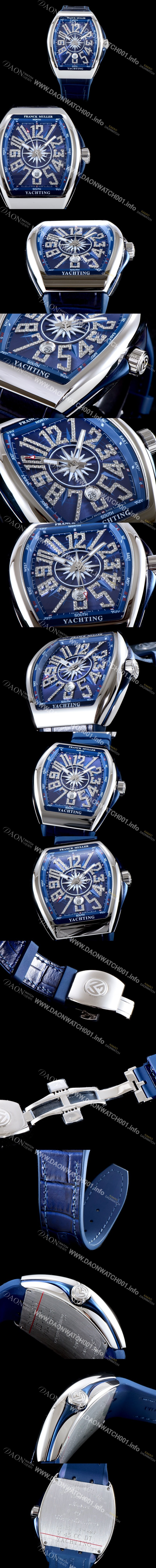 미러급 프랭크 뮬러 남성용 마스터 컴플리케이션 V 45 SC DT YACHTING 5N 뱅가드 요팅!! 다이아몬드 셋팅 인덱스 블루 다이얼 스위스 ETA 2824-A2오토매틱 FRA0455 Ⅳ