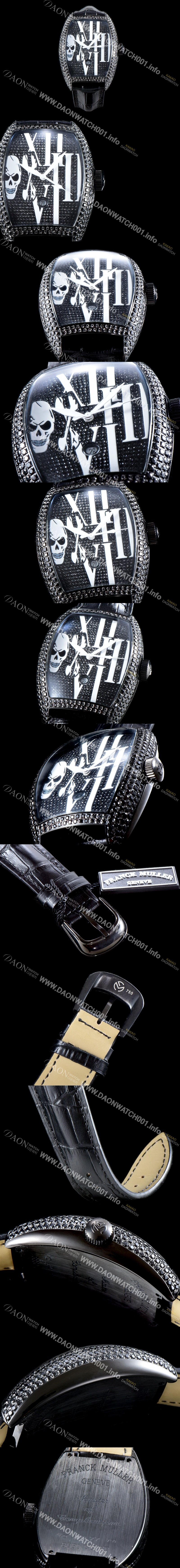 미러급 프랭크 뮬러 남성용 인피니티 2267 QZ COL DRM 스컬 워치!! 풀 블랙 다이아셋팅 PVD 코팅 케이스 오토매틱 무브먼트 FRA0400 Ⅳ