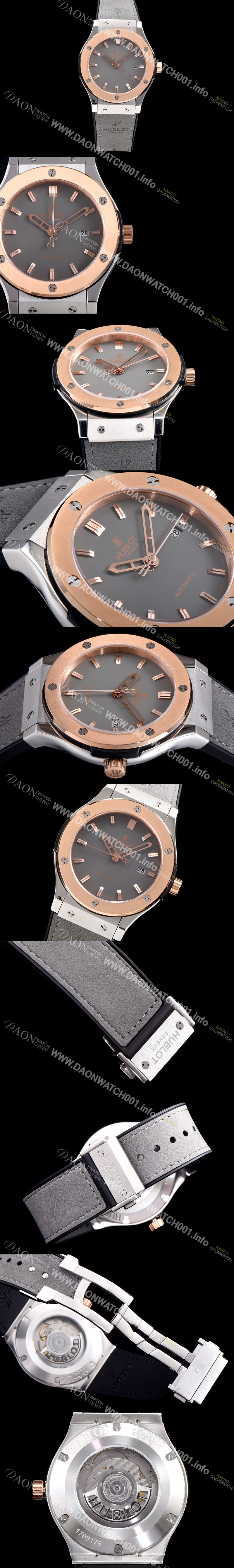 미러급 휴블렛 남성용 클레식 퓨전 511.NO.1180.LR 18K 로즈골드 투톤콤비 케이스 그레이 다이얼 오토매틱 무브먼트 HUB0203 Ⅳ