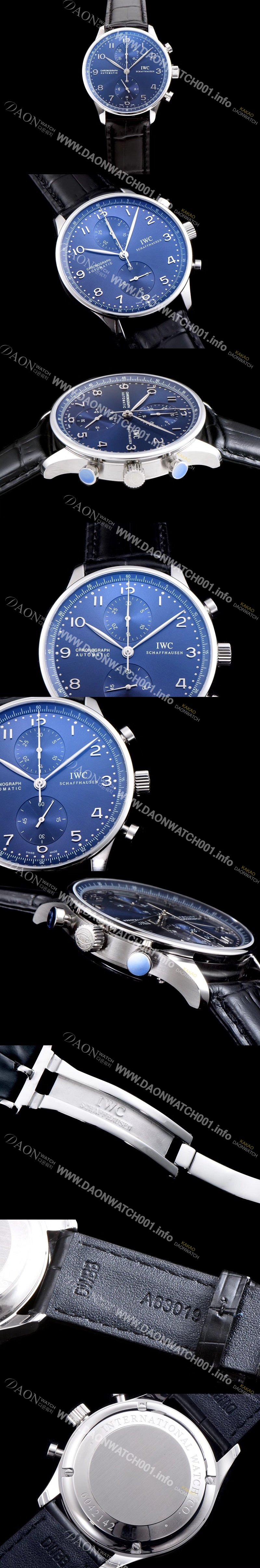 미러급 아이더블유씨 남성용 포루투기즈 IW371491 크로노그래프 블루 다이얼 오토매틱 무브먼트 IWC0200 Ⅳ