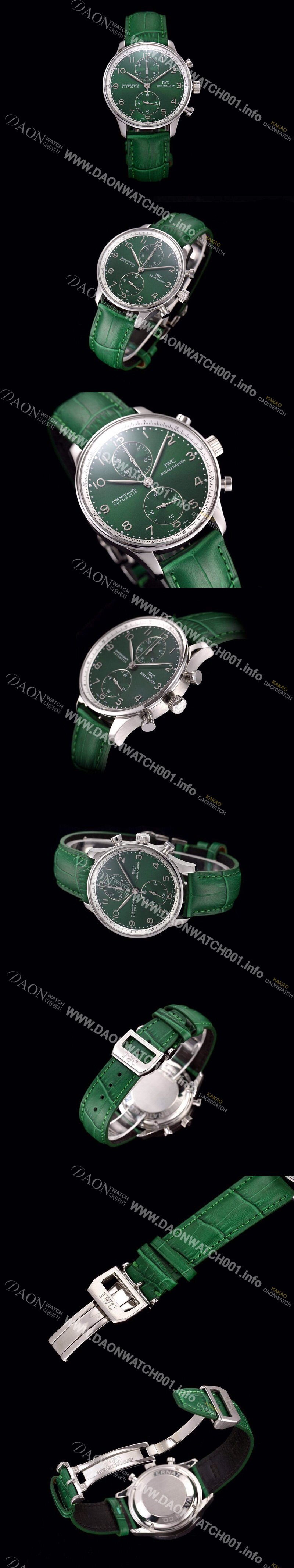 미러급 아이더블유씨 남성용 포르투기즈 오토매틱 크로노그래프 그린 다이얼 IWC4200 Ⅳ