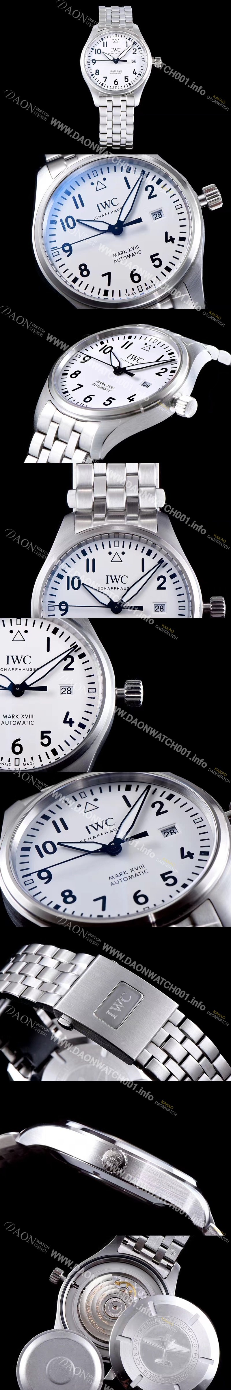 미러급 아이더블유씨 남성용 파일럿 마크18 IW327002 스틸 40mm 화이트 다이얼 스틸 브레이슬릿 iwc4072 Ⅳ