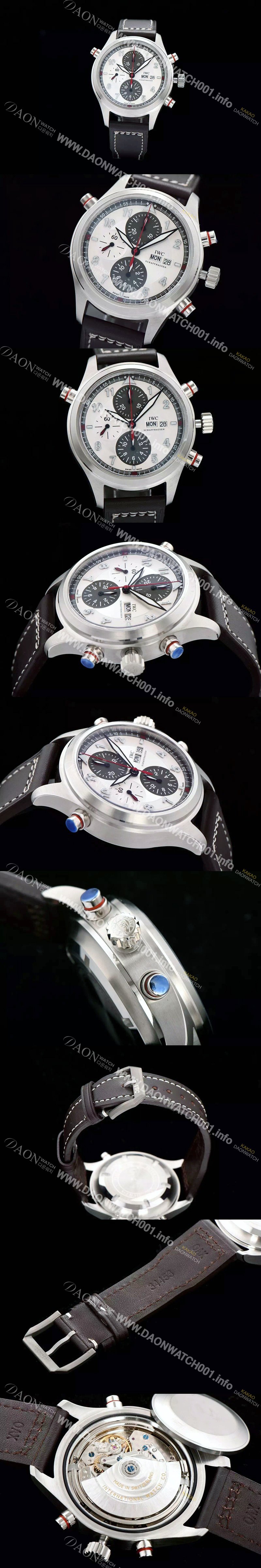 미러급 아이더블유씨 남성용 파일럿 더블크로노 리미티드 에디션 화이트다이얼 IWC0420 Ⅳ