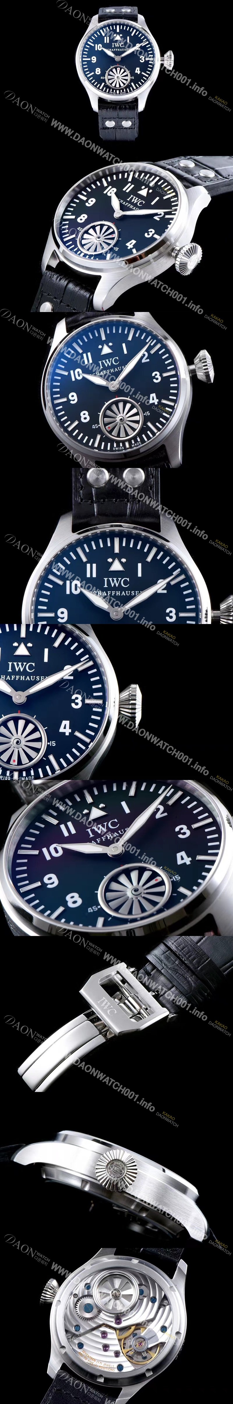 미러급 아이더블유씨 남성용 빅파일럿 마커스 블러 터빈 수동 무브먼트 블랙다이얼 IWC0420 Ⅳ