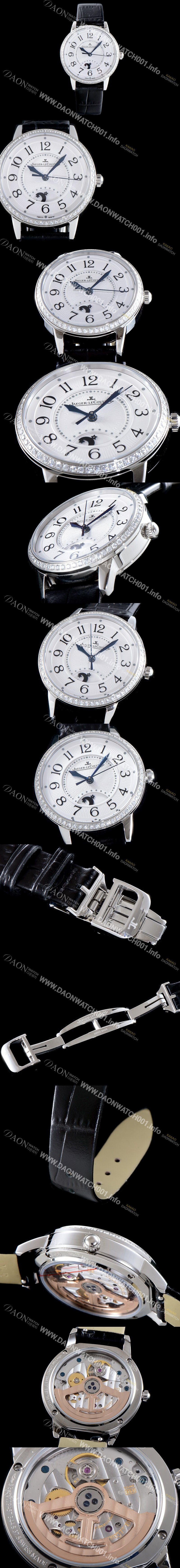 미러급 예거르꿀르뜨 남성용 랑데부 나잇&데이 3468421 미디엄 레이디 워치!! 최상급 다이아몬드 세팅 문페이즈 화이트 기요셰 다이얼 오토매틱 무브먼트 JAG0400 Ⅳ