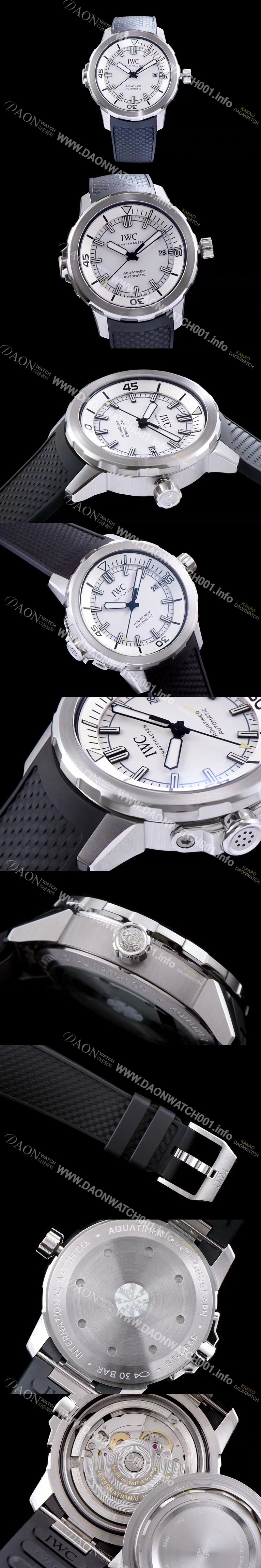 미러급 아이더블유씨 남성용 아쿠아타이머 IW329003 신형 다이버 워치!! 센트럴 해킹 세컨즈 화이트 다이얼 오토매틱 무브먼트 IWC0400 Ⅳ