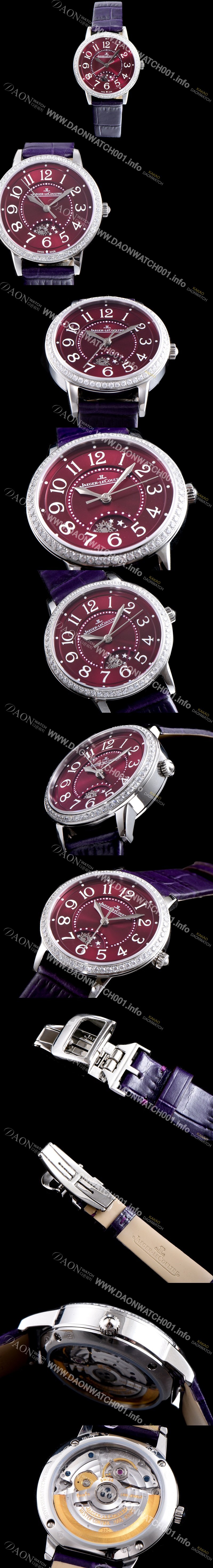 미러급 예거르꿀르뜨 남성용 랑데부 나잇&데이 3448460 레이디 워치 최상급 다이아몬드 세팅 문페이즈 레드 와인 다이얼 오토매틱 무브먼트 JAG0415 Ⅳ