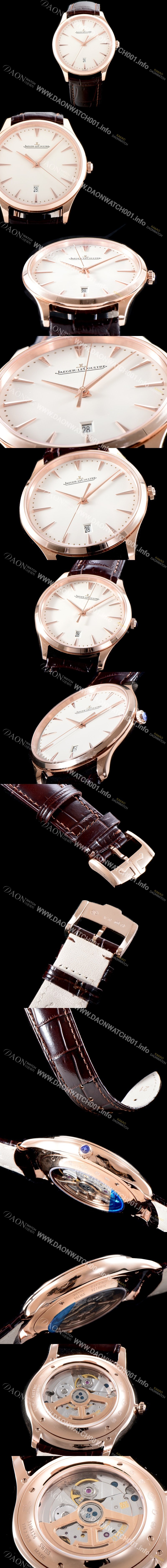 미러급 예거르꿀뜨르 남성용 마스터 울트라 씬 데이트1282510 플래식한 40MM UP!! 18K 로즈골드 에그쉘 베이지 다이얼 오토매틱 무브먼트 JAG0403 Ⅳ