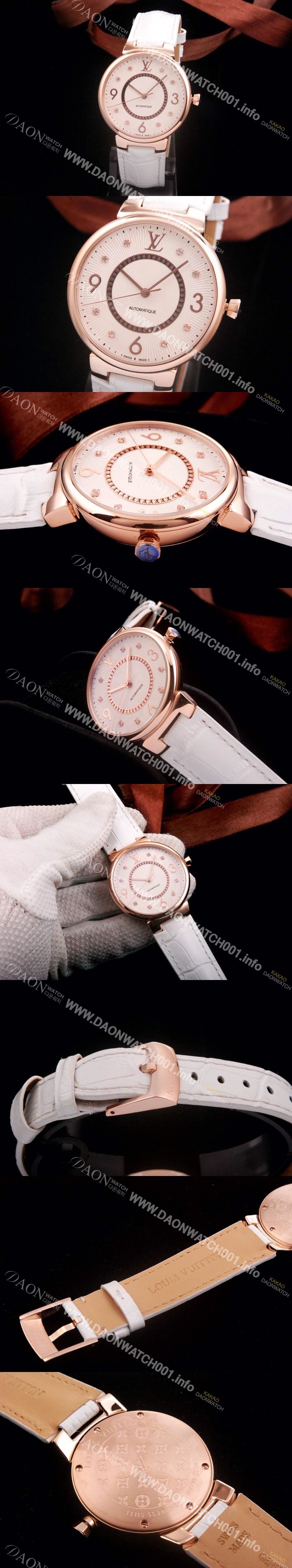 미러급 루이비통 남성용 로즈골드 다이얼 탕부르 모노그램 쿼츠 무브먼트 LOU4225 Ⅳ