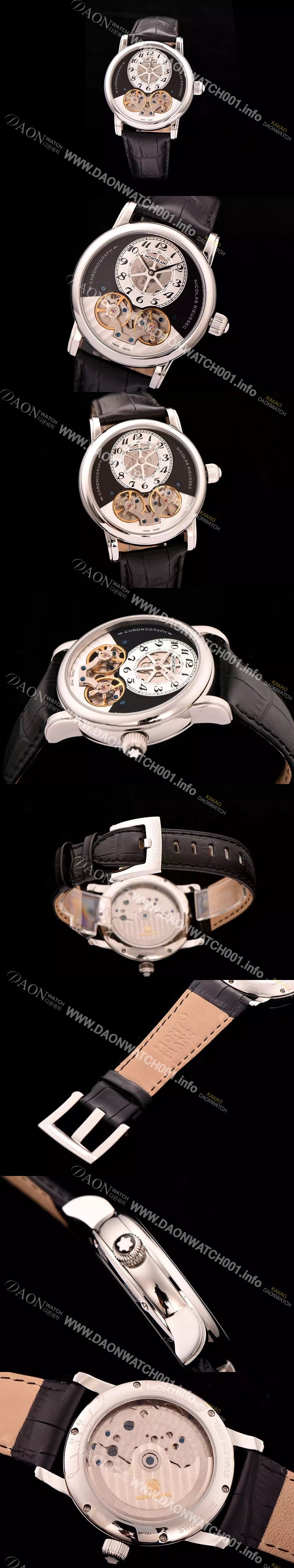 미러급 몽블랑 남성용 스타 니콜라스 뤼섹 모노푸셔 크로노그래프 블랙다이얼 MON42002 Ⅳ