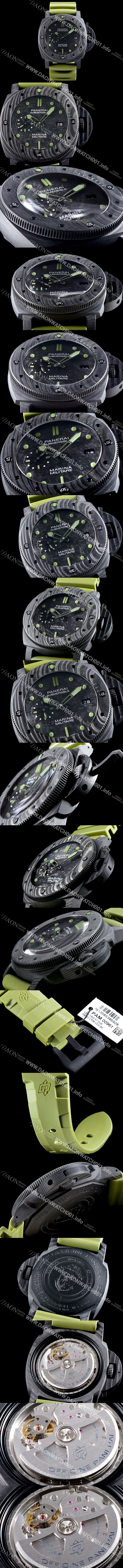 미러급 파네라이 남성용 서브멀시브 마리나 밀리테어 카보테크 PAM00961 오토매틱 Cal.P9010 타입 47mm 카본제질 블랙 다이얼 pan5216 Ⅳ