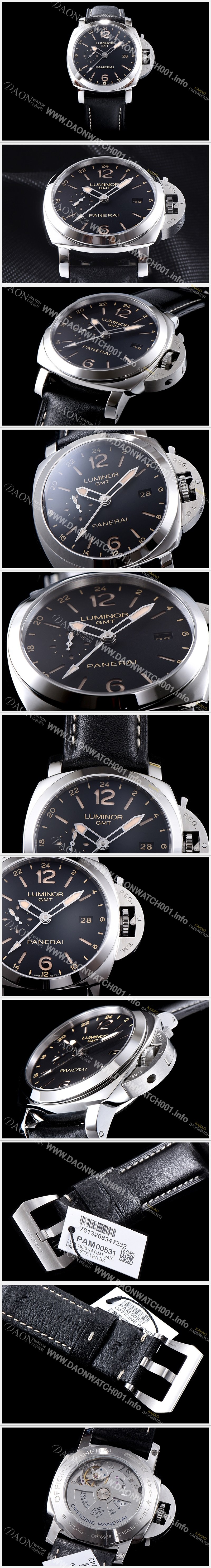 미러급 파네라이 남성용 루미노르 1950 3Days GMT pam00531 오토매틱 Cal.P9003 무브먼트 블랙 다이얼 PAN1217 Ⅳ