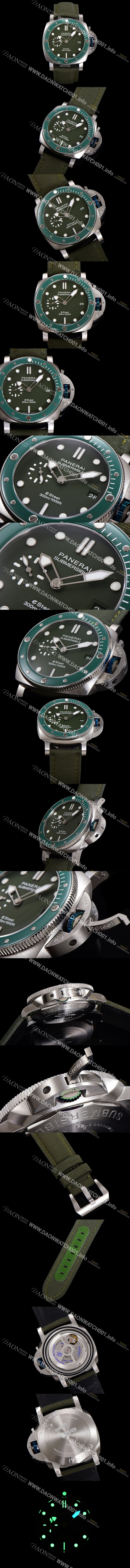 미러급 파네라이 남성용 서브머시블 베르데 스메랄도 PAM01287 오토매틱 Cal P. 900 타입 44mm 그린 다이얼 pan5212 Ⅳ