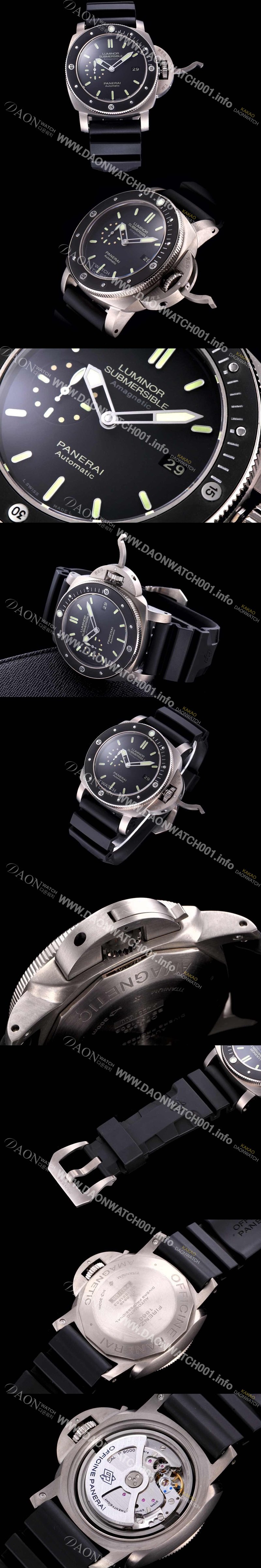미러급 파네라이 남성용 서브머시블 pam00389 오토매틱 Cal P.9000 무브먼트 블랙 다이얼 PAN1208 Ⅳ