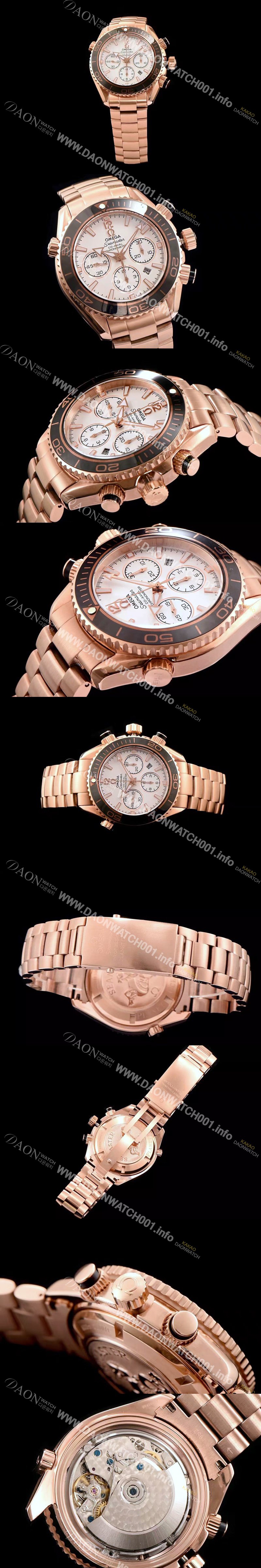 미러급 오메가 남성용 시마스터 플래닛오션 222.30.38.50.01 18k 로즈골드 크로노그래프 화이트 다이얼 오토매틱 무브먼트 OMG0030 Ⅳ