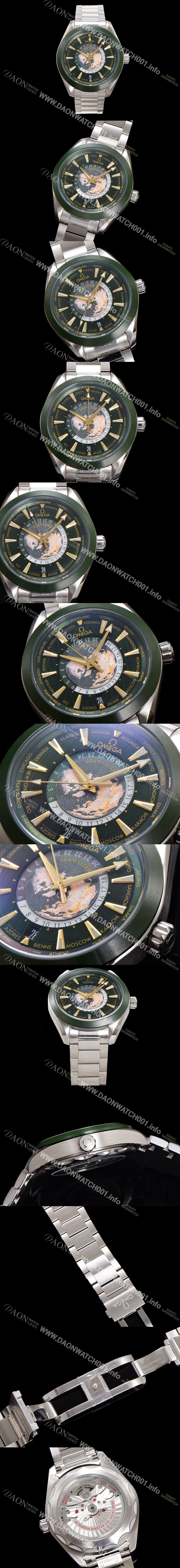 미러급 오메가 남성용 씨마스터 220.30.43.22.10.001 아쿠아테라 150M GMT 월드타이머 43미리 오토매틱 Cal. 8938 타입 메탈줄 그린 다이얼 omg20241 Ⅳ