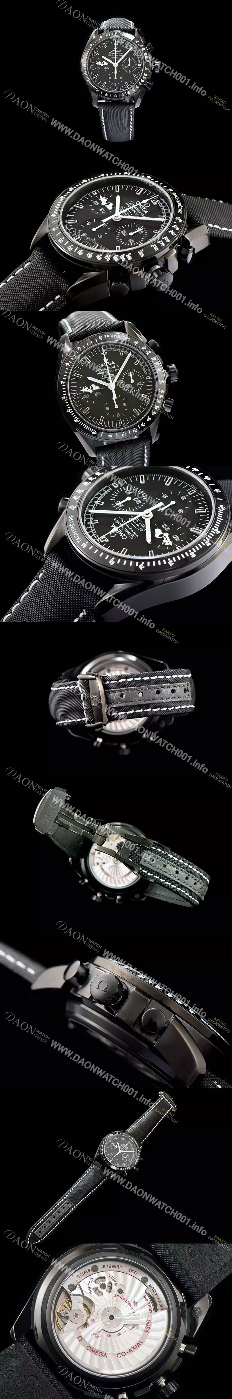 미러급 오메가 남성용 스피드마스터 문워치 기념 리미티드 에디션 크로노그래프 블랙 세라믹 베젤 블랙 다이얼 오토매틱 무브먼트 OMG00006 Ⅳ