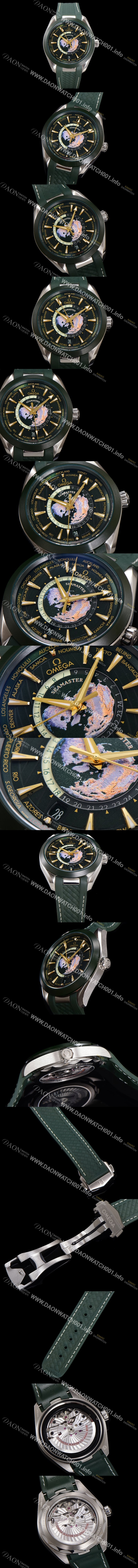 미러급 오메가 남성용 씨마스터 1:1수제공정형 220.30.43.22.10.001 아쿠아테라 150M GMT 월드타이머 43미리 오토매틱 Cal. 8938 타입 메탈줄 그린 다이얼 omg20247 Ⅳ