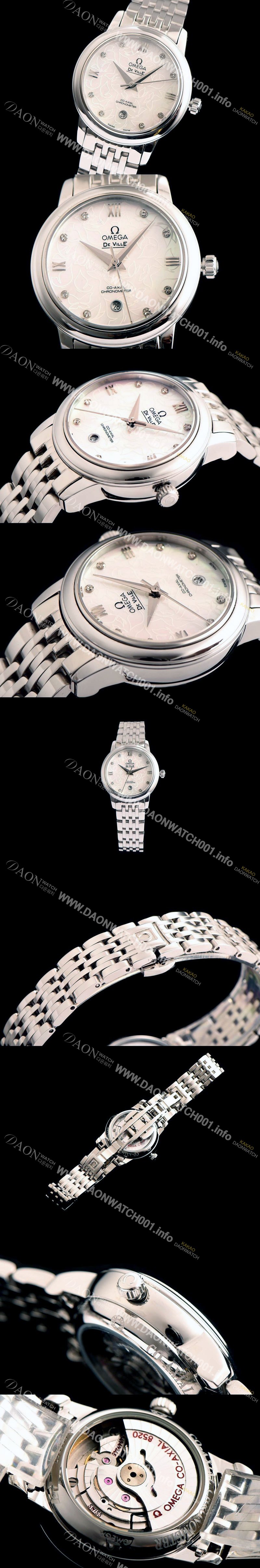 미러급 오메가 여성용 드빌 424.12.33.20.55 자게 화이트 다이얼 18k 화이트골드 브레이슬릿 쥬얼리 인덱스 오토매틱 무브먼트 OMG0011 Ⅳ